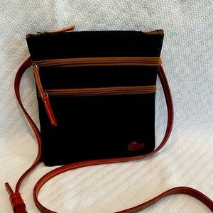 Dooney and Bourke Black 3 zip North South canvas Crossbody